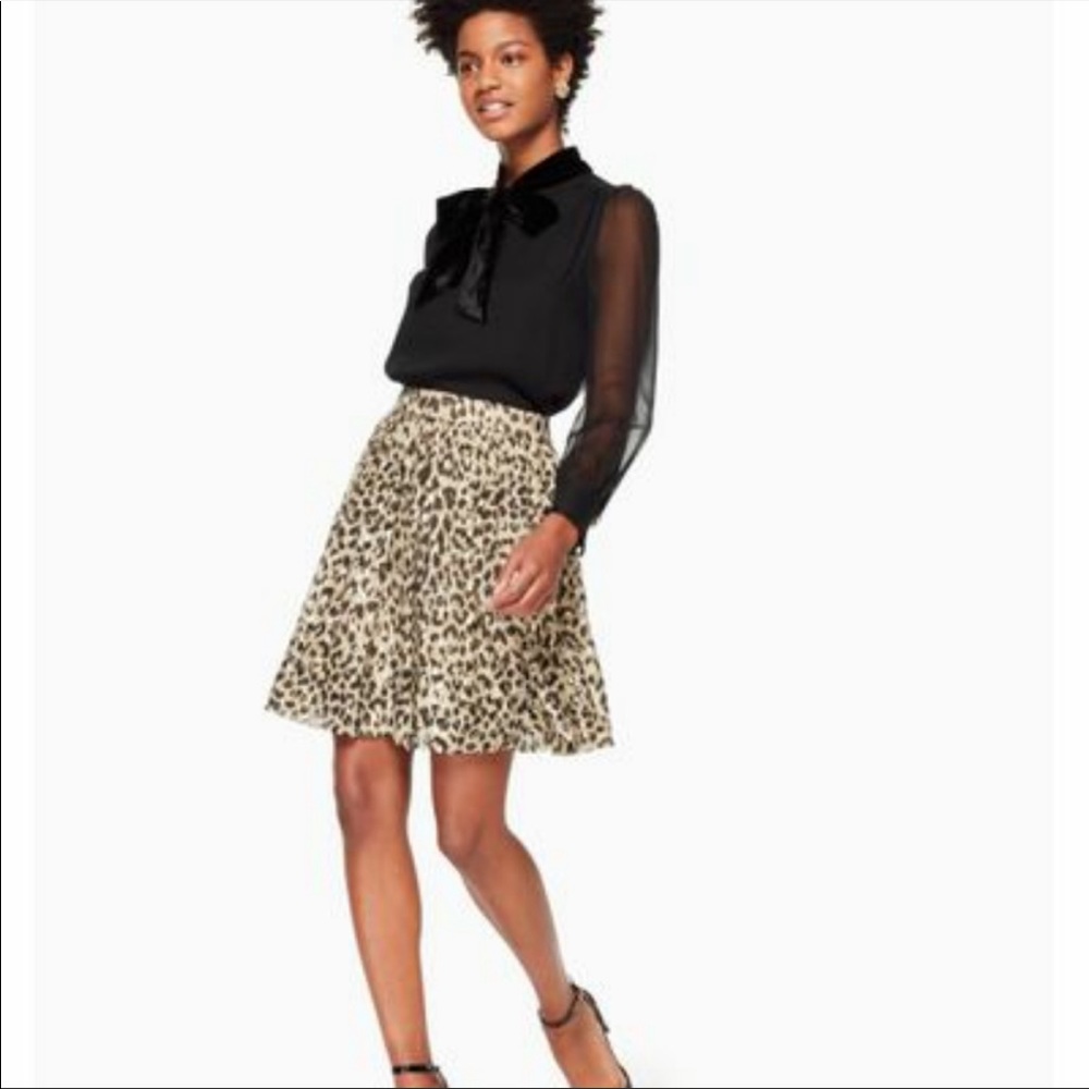 KATE SPADE LEOPARD CLIP DOT SKIRT SZ 8 NWT - Picture 1 of 7